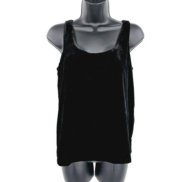 J Crew Velvet Tank Top 0 Black Lined Keyhole Button Back Classic Versatile Chic - Picture 11 of 11